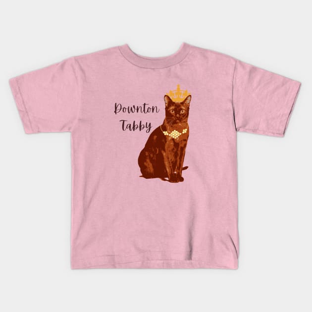 Downton Abbey Spoof Tabby Funny Cat Burmese Design Kids T-Shirt by Regency Romp